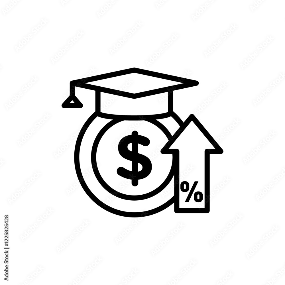 Fees Increase icon outline set sign Fees Increase icon outline set sign