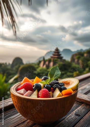 Healthy breakfast of fruit in a bowl of coconut bali bowls indonesia bali Super Bowl football game sport ball american superbowl photo