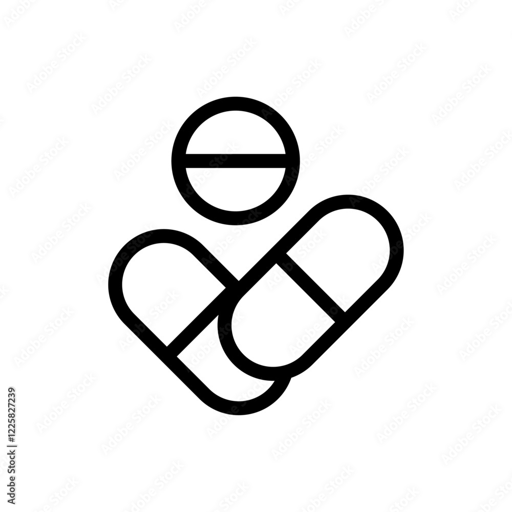 Medicine of pills and capsules icon outline set sign Medicine of pills and capsules icon outline set sign