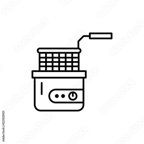 Restaurant deep fryer icon outline set sign