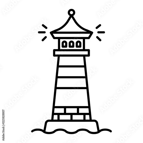 Searchlight tower icon outline set sign