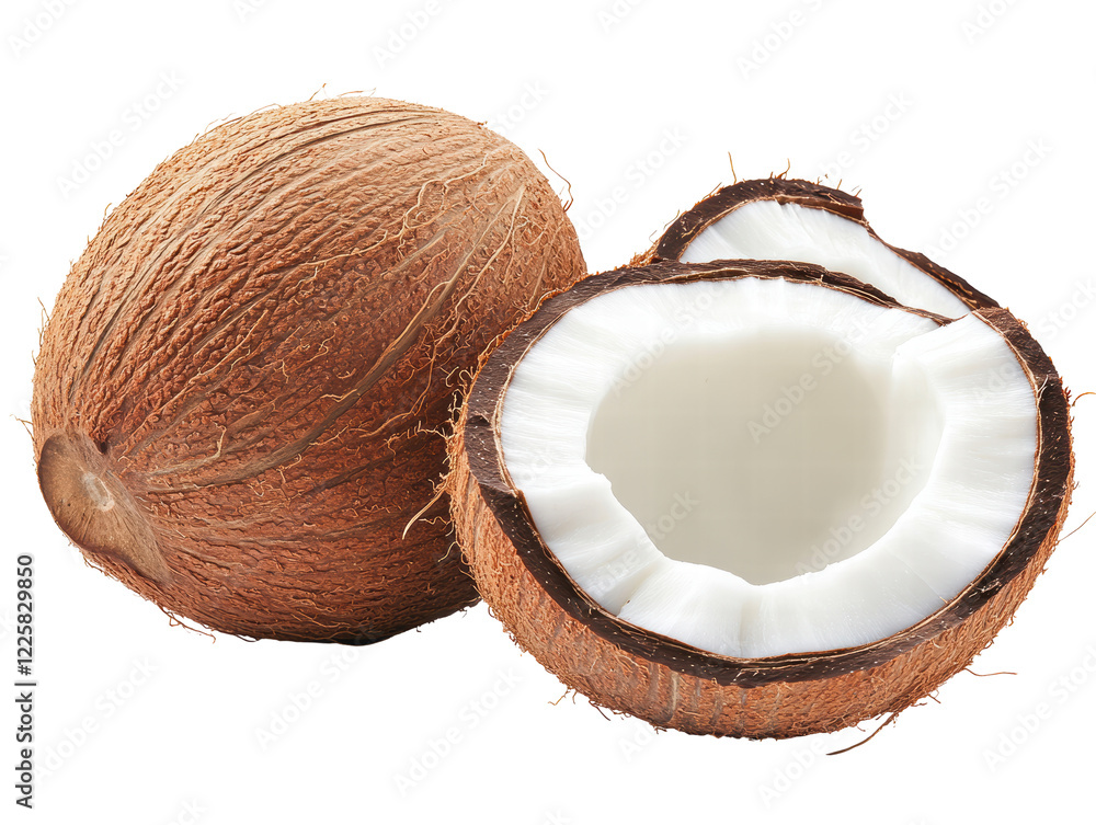 Isolated Coconut and half coconut Isolated Coconut and half coconut