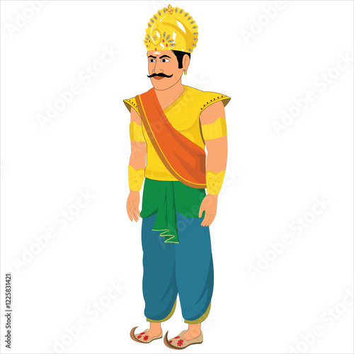 2d cartoon King character, cartoon character for animation moral story. 
