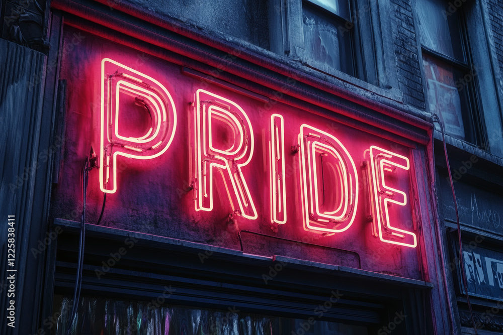 Fototapeta premium Pride neon sign on a building
