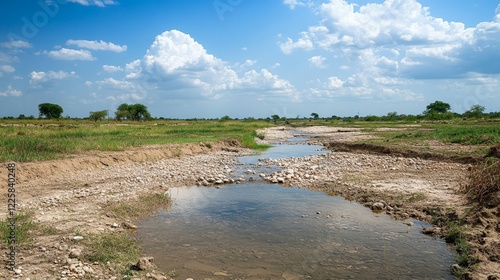 Drought and insufficient rainfall due to rising temperatures impacting ecosystems and agriculture photo