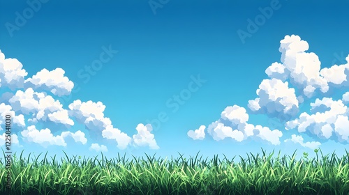 Green Grass and Cloudy Sky View