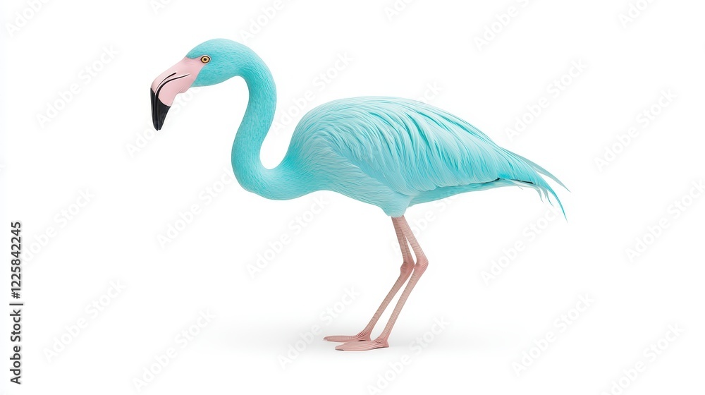 Fototapeta premium Elegant Light Blue Flamingo in Profile