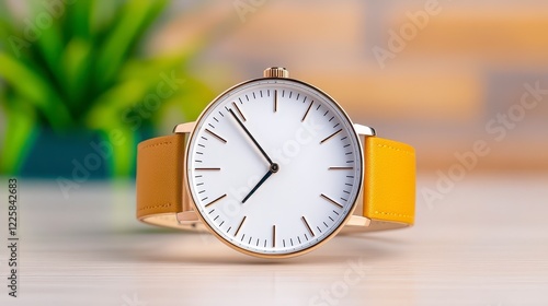 Elegant Minimalist Wristwatch with Mustard Yellow Strap