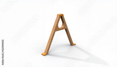 Wooden A-frame leveler on a white background with copy space photo