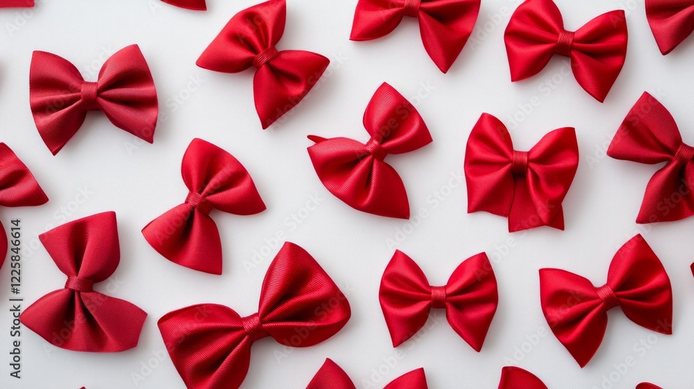 Set of red satin ribbon bows isolated on white background Set of red satin ribbon bows isolated on white background