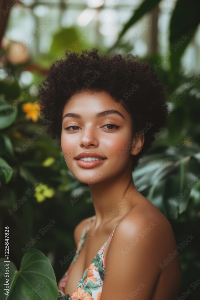 A beautiful woman with an enchanting smile poses amidst lush greenery, radiating joy and vitality while showcasing natural beauty in a vibrant setting. A beautiful woman with an enchanting smile poses amidst lush greenery, radiating joy and vitality while showcasing natural beauty in a vibrant setting.