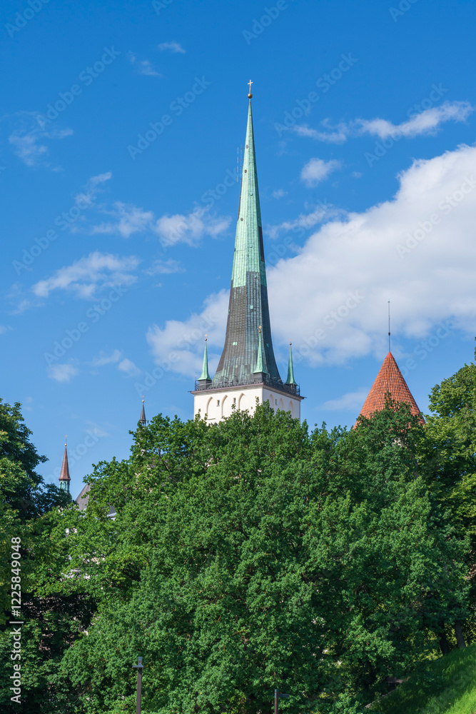 Fototapeta premium St Olaf's Church in Tallinn was built in the 12th Century