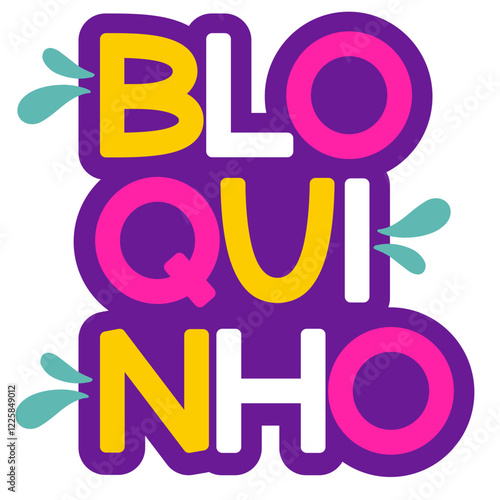 Lettering bloquinho de carnaval colorido estilo sticker