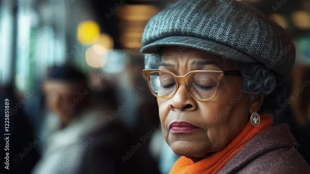 Amidst the rush of a modern city, a woman gazes pensively, embodying the spirit of civil rights. Her expression suggests a deep connection to history and resilience against societal challenges. Amidst the rush of a modern city, a woman gazes pensively, embodying the spirit of civil rights. Her expression suggests a deep connection to history and resilience against societal challenges.