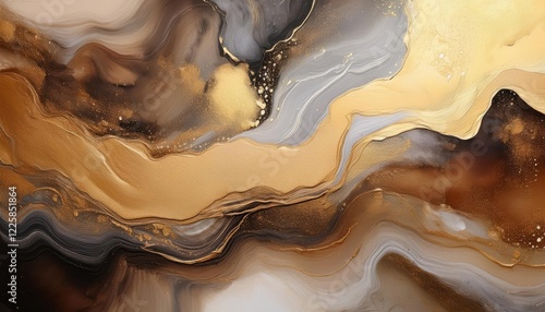 Vibrant Multilayered Abstraction Rich Earthen Browns, Lustrous Gold, and Subtle Grays in Harmonious Blend, Embracing a Mystical and Enigmatic Aura. characters photo