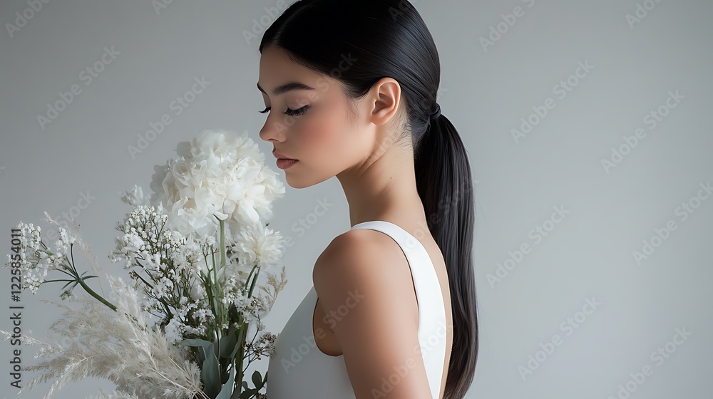 Modern Bride with a Sleek Ponytail and Minimalist Wedding Style Modern Bride with a Sleek Ponytail and Minimalist Wedding Style