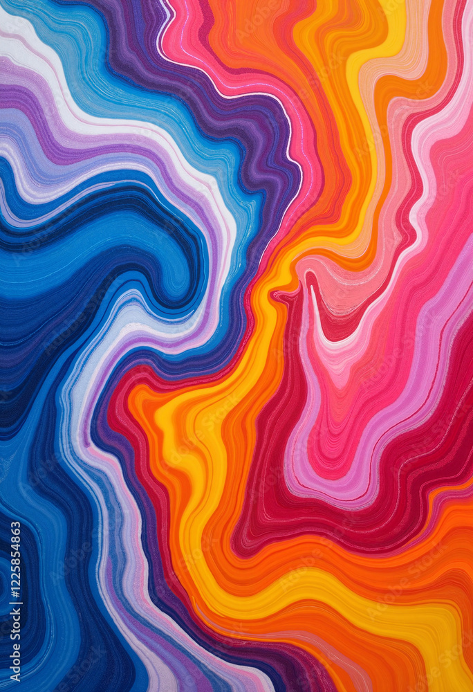 Vibrant wavy abstract painting in rainbow colors Vibrant wavy abstract painting in rainbow colors