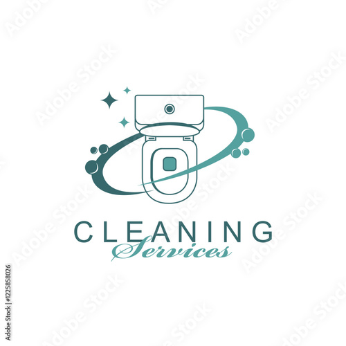 cleaning service design with toilet bowl isolated on white background