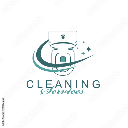 cleaning service design with toilet bowl isolated on white background