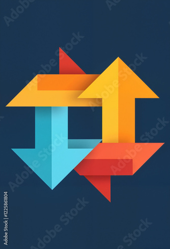 Free Download Colorful geometric arrows in minimalist style on dark background - GFXLoad