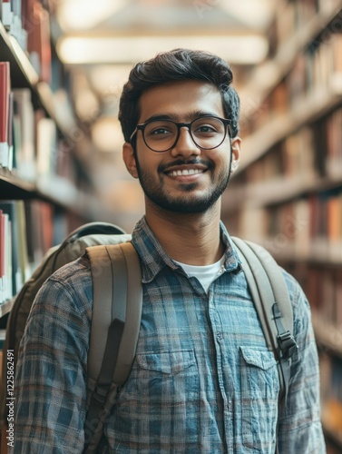 Energetic Student at Library