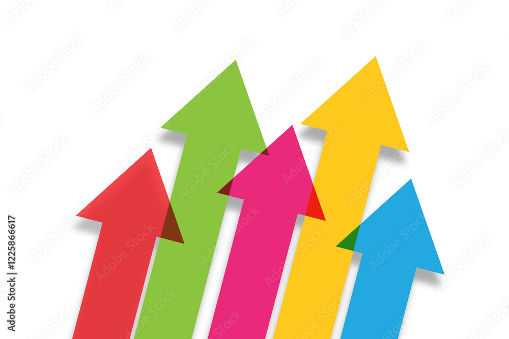 Business development and growth concept with colorful arrows on white background Business development and growth concept with colorful arrows on white background