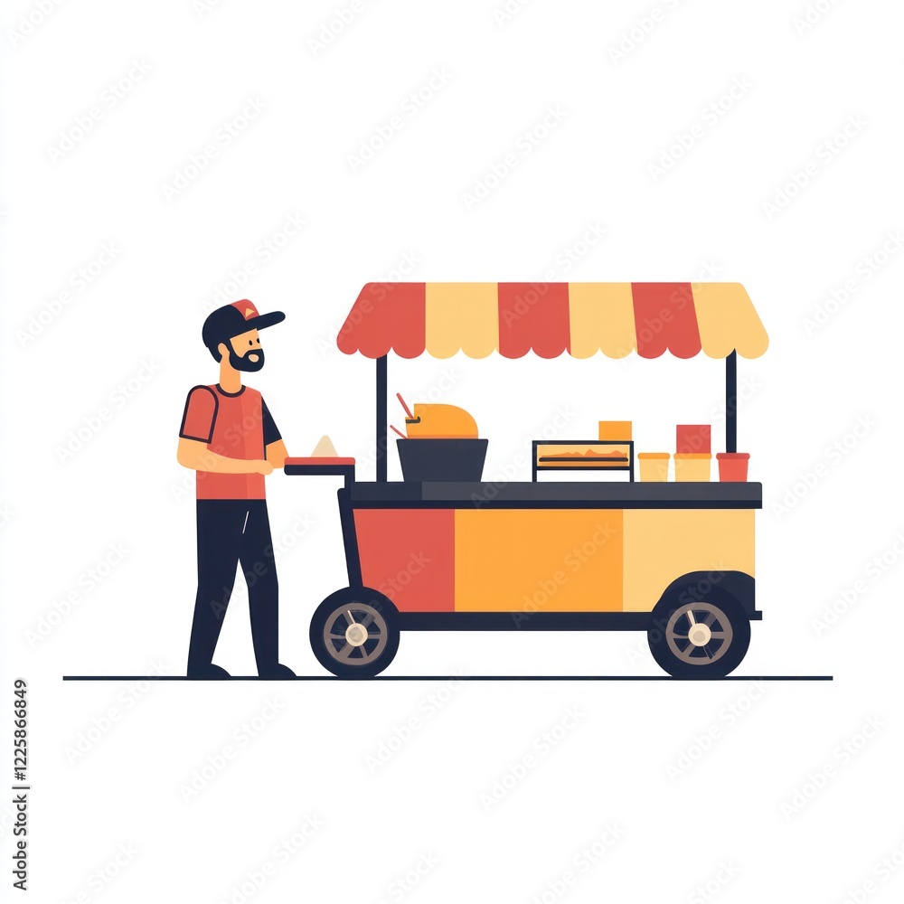 Street Food Vendor Cart, Selling Food, Outdoors. Possible Use Stock Photo Street Food Vendor Cart, Selling Food, Outdoors. Possible Use Stock Photo