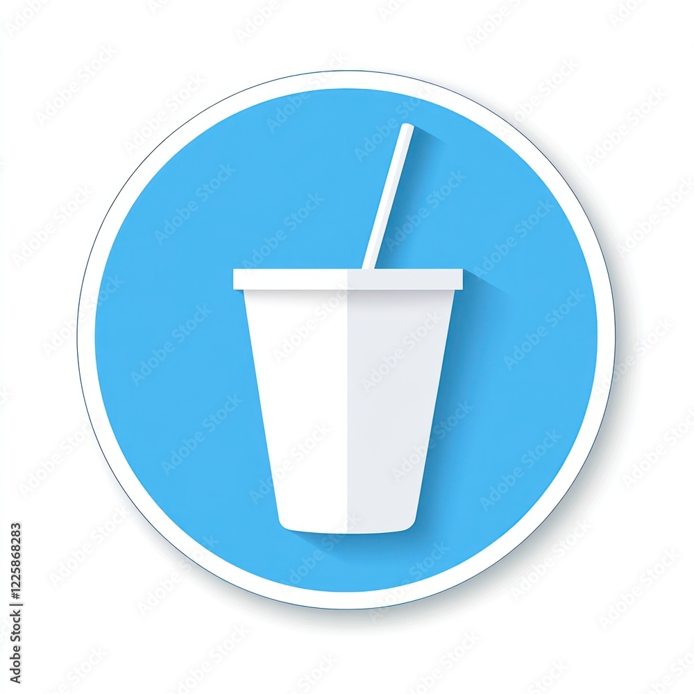 Styrofoam Drink Cup Icon on Light Blue Circle Styrofoam Drink Cup Icon on Light Blue Circle