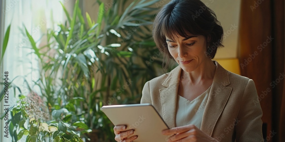 Businesswoman Reading a Letter of Appreciation Businesswoman Reading a Letter of Appreciation