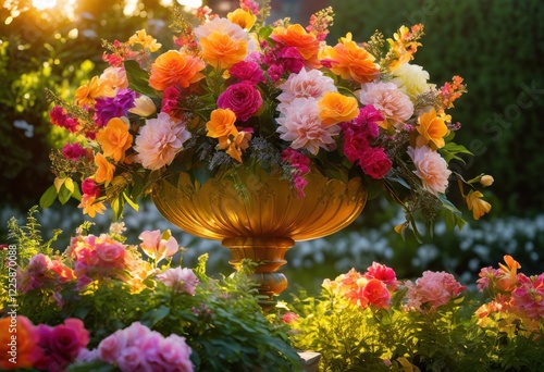 Wallpaper Mural vibrant flora displayed modern aesthetic lush outdoor landscape amidst verdant greenery colorful blossoms, arrangement, backyard, beauty, botanical, blooming Torontodigital.ca