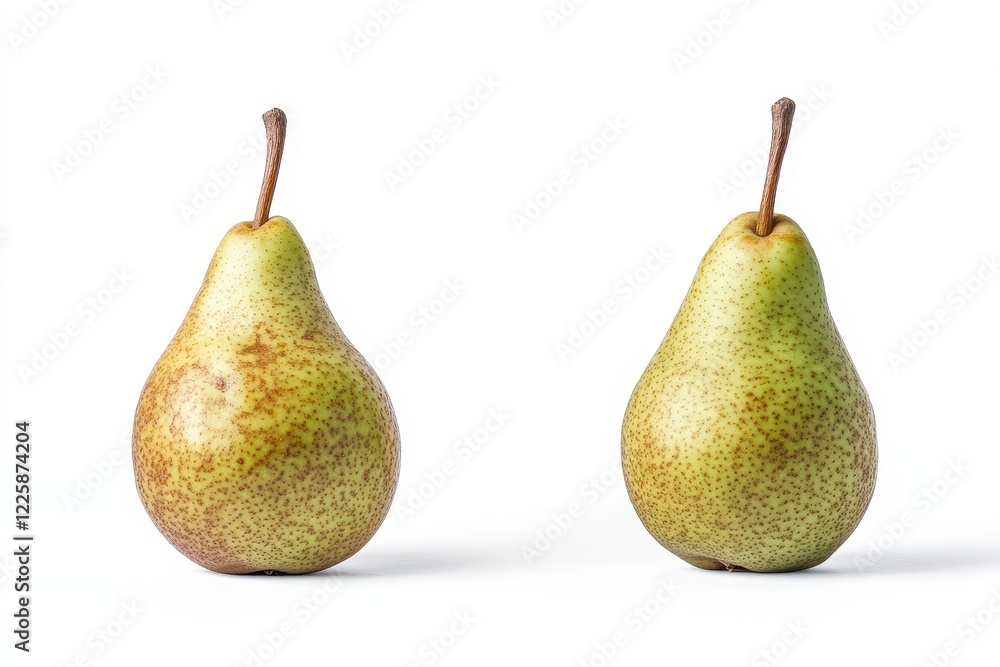 Single green pears on white background with clipping path Single green pears on white background with clipping path