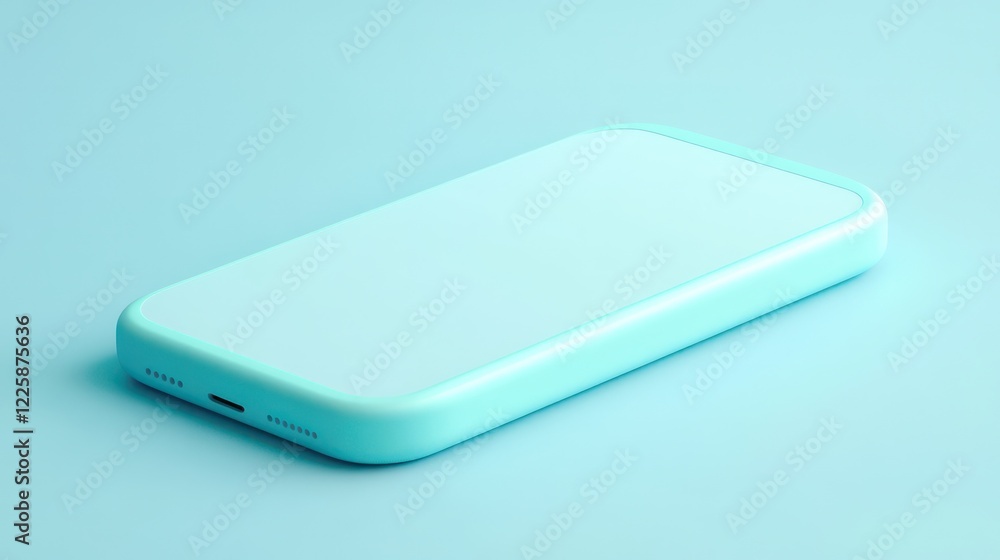 3D Minimal blue mobile phone or smart phone with empty screen icon. 3D render 3D Minimal blue mobile phone or smart phone with empty screen icon. 3D render