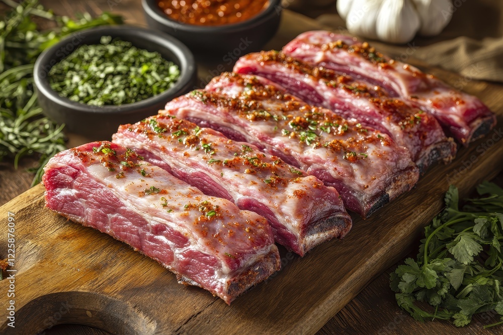 Fototapeta premium St Louis style spicy barbecue ribs