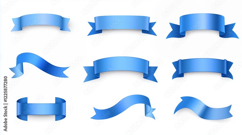 Set of blue ribbon labels on a white background. Set of blue ribbon labels on a white background.