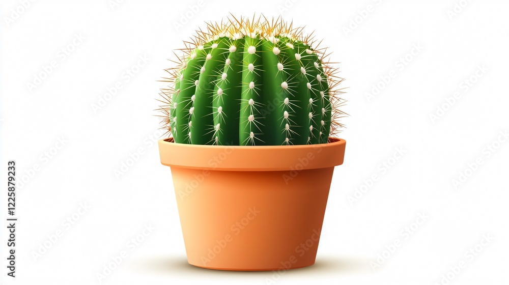 Decorative Cactus in Pot Vector Cartoon Illustration for Interior Design with Isolated Background Decorative Cactus in Pot Vector Cartoon Illustration for Interior Design with Isolated Background