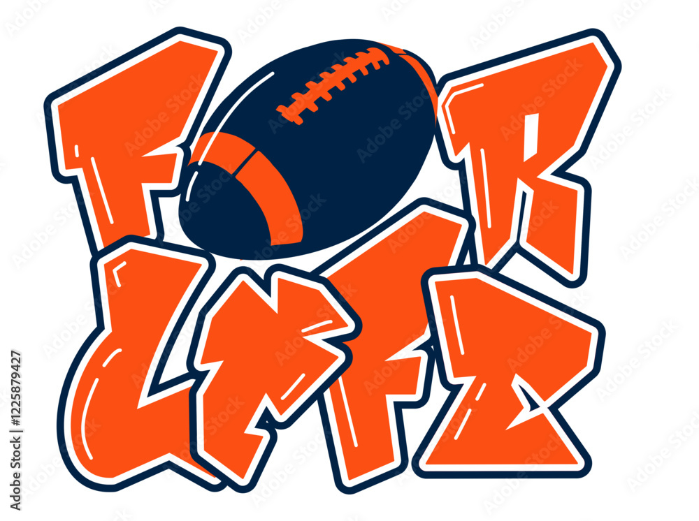 For life - orange and navy blue football ball, sport vector graphics, hockey, for street art - graffiti lettering typography - art illustration - multicolor - writen
For life - orange and navy blue football ball, sport vector graphics, hockey, for street art - graffiti lettering typography - art illustration - multicolor - writen