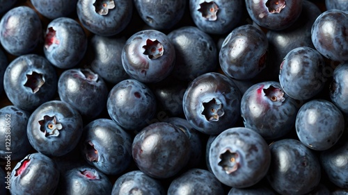 Blueberries, Close-up of fresh ripe blueberries on plate, Delicious blueberries berries texture close up blurred background photo