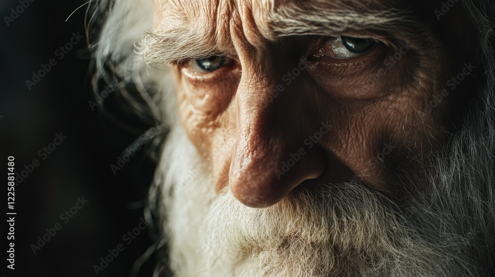 Wise Old Man - Beard Effects, Emotional Expression, Portrait Wise Old Man - Beard Effects, Emotional Expression, Portrait
