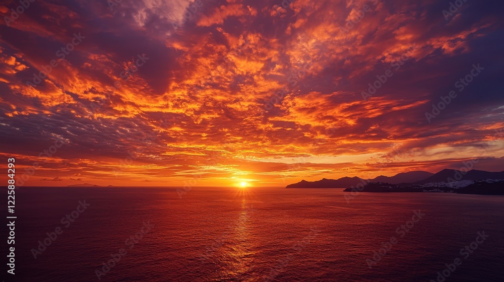 Obraz premium Dramatic Sunset Over Santorini, Greece