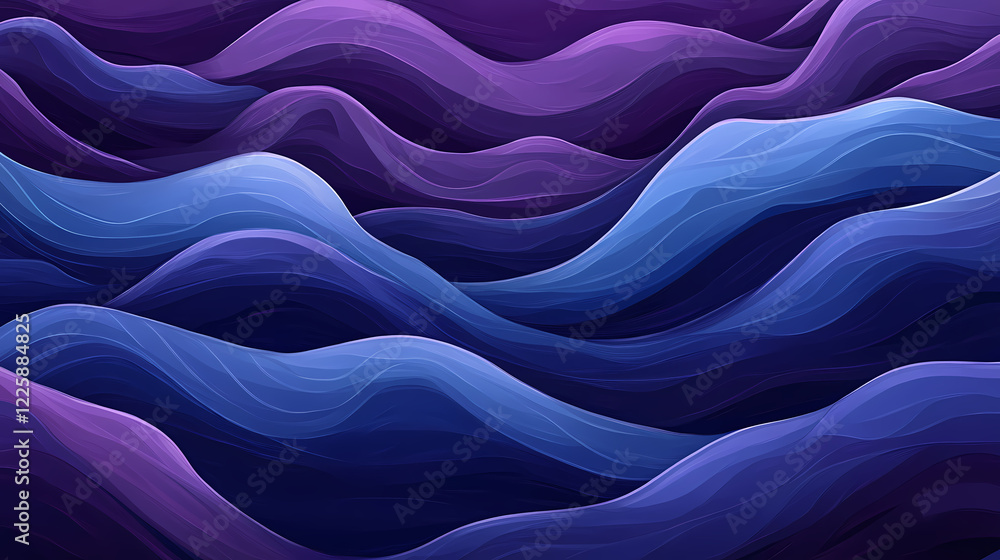 Obraz premium Deep sea wave pattern with dark indigo blue and purple hues, dark, purple, wave pattern. Indigo Wave. Illustration