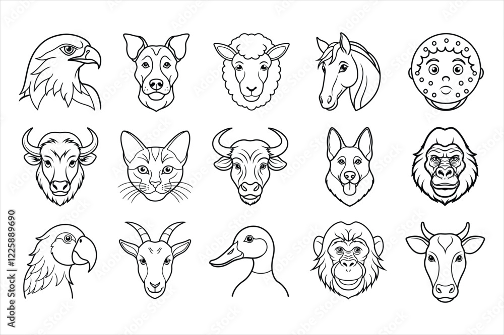 Obraz premium set of animals outline vector