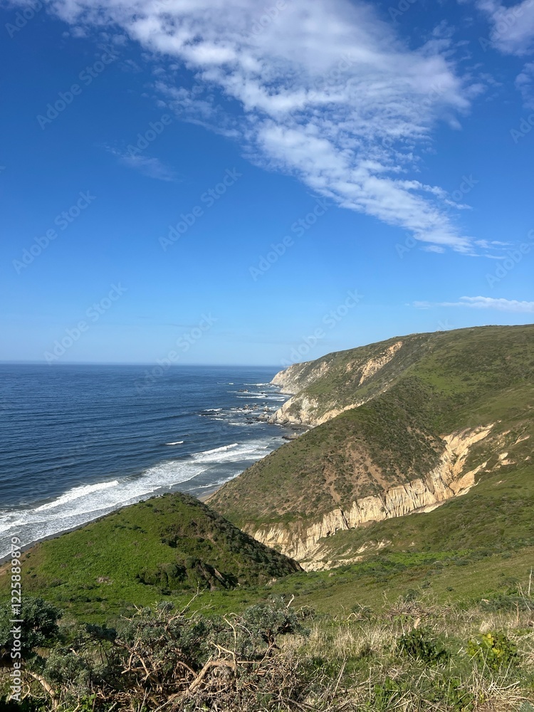 Beautiful Hiking Trail, Northern California Point Reyes with Pacific Ocean Shoreline in Winter