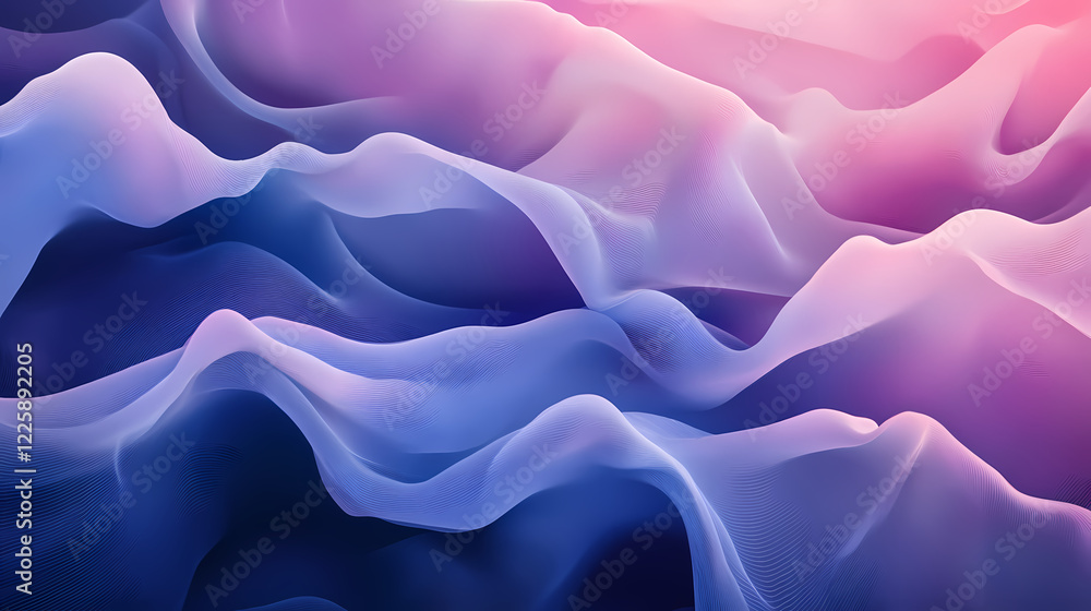Fototapeta premium Abstract background of translucent indigo smoke waves in aerial view. Indigo Wave. Illustration