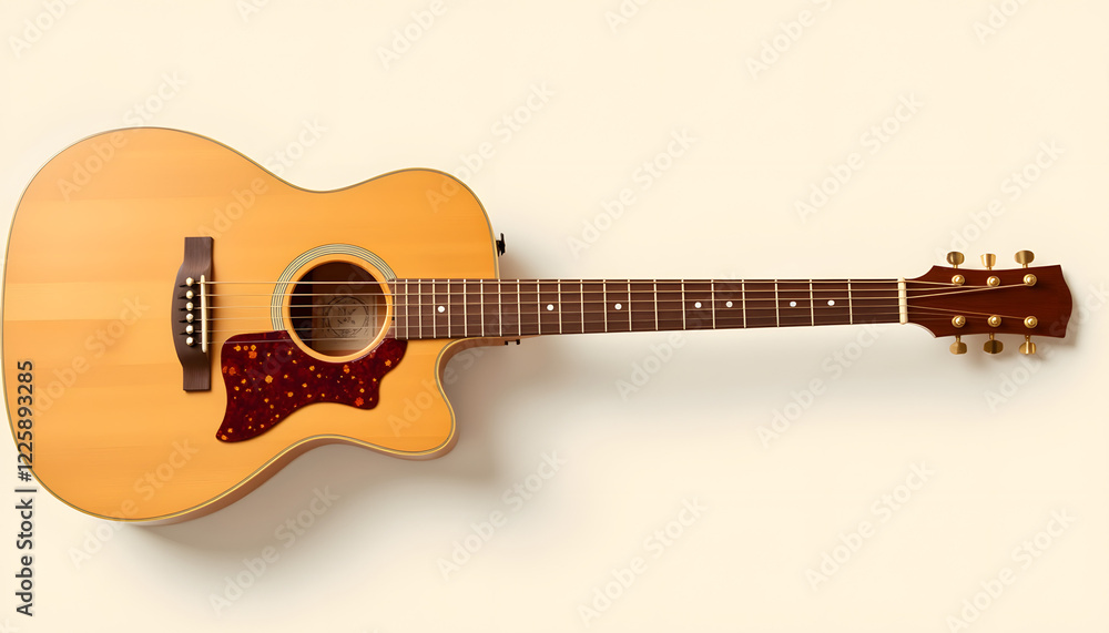 Obraz premium Acoustic guitar on plain background