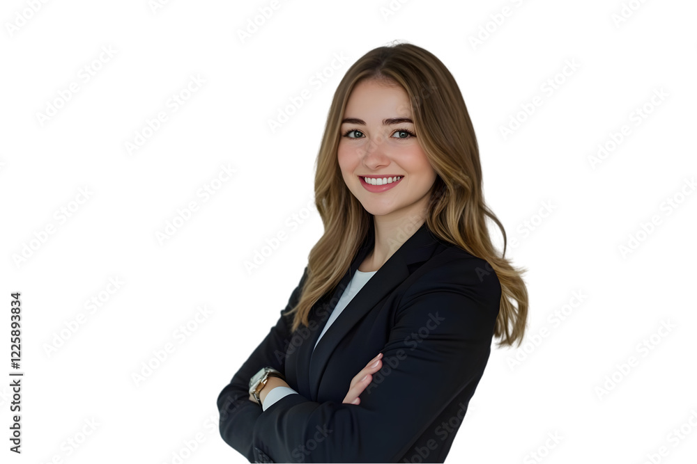 Young business woman smiling with arms crossed Young business woman smiling with arms crossed