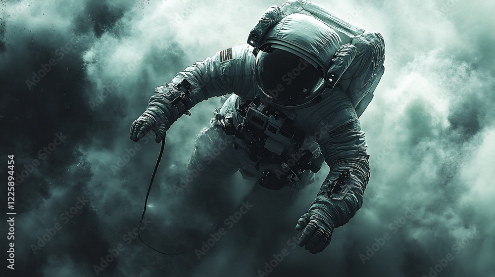 Fototapeta premium Bear Dressed as an Astronaut Exploring a Galaxy Filled With Colorful Stars and Planets in a Whimsical Setting