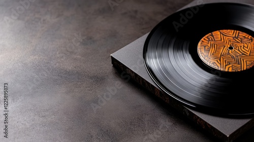 Vinyl record on dark textured surface