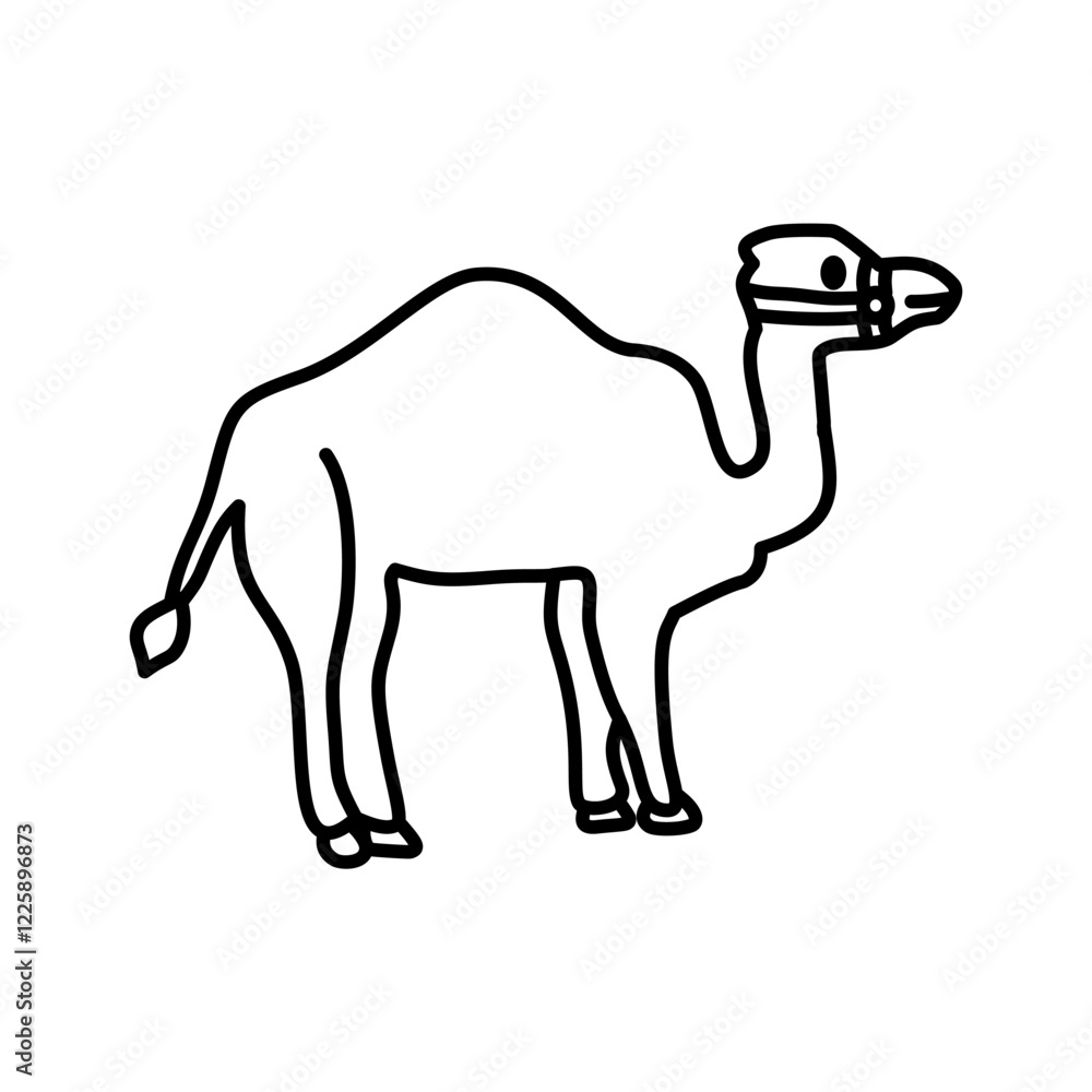 Fototapeta premium Stylized camel design illustration, symbolizing Islam, Eid, and Qurban. Perfect for Islamic, cultural, and pilgrimage-themed graphics.