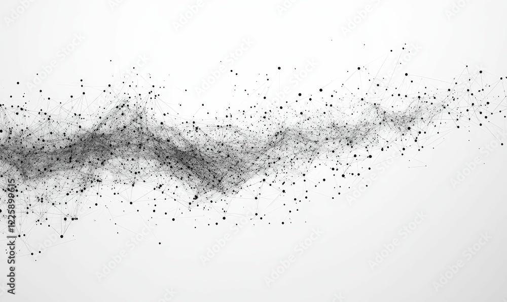 Connected dots and lines in grey on white. Connected dots and lines in grey on white.