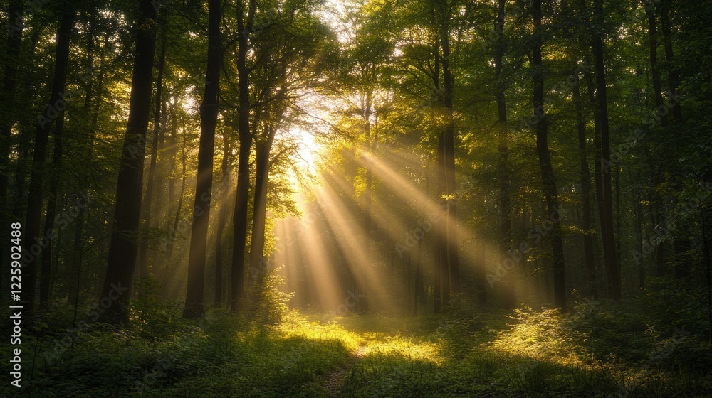 Fototapeta premium Sunrise in a beautiful forest in Germany